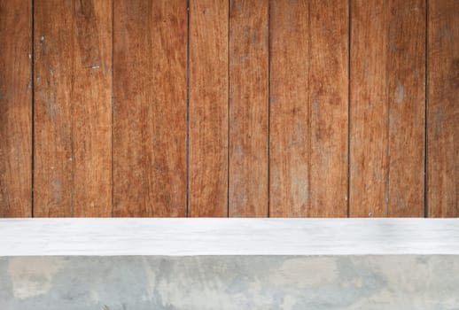 Concrete table top with old wooden background and texture