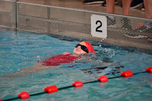 swimming girl competing