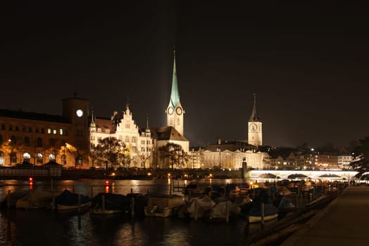 Zurich, Switzerland - November 26, 2011. Evening view of the street before Christmas