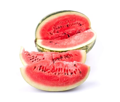 Sliced water melon on white background.