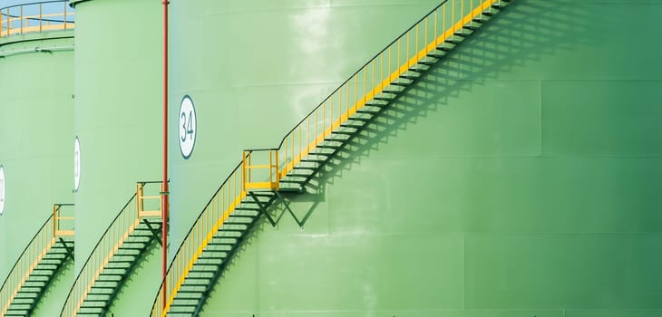Staircases on tanks in a refinery
