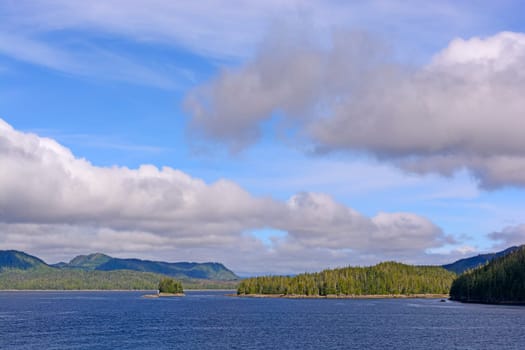 Sunny Day on Coastal Islands in the Inside Passage in Alaska