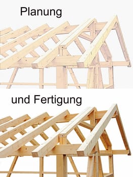 Planning and production of wooden houses. An architect plans a wooden house