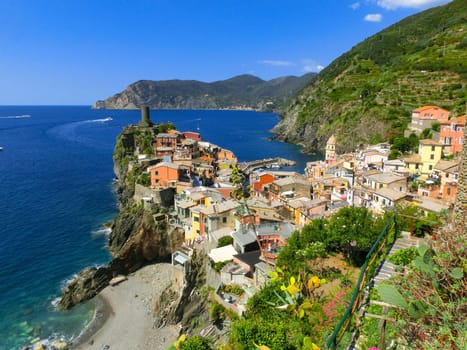 The view of Vernazza in Cinque Terre, Italy
