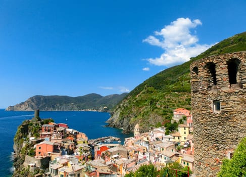 The view of Vernazza in Cinque Terre, Italy