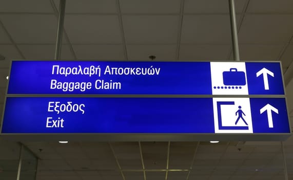 Airport information board in an Greek terminal
