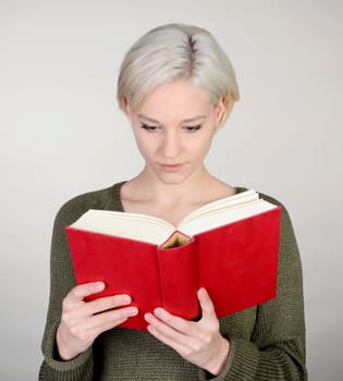 Woman reads book