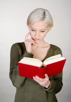Woman reads book