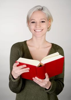 Woman reads book
