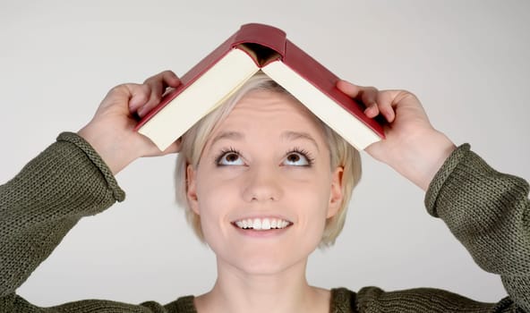 young woman with book