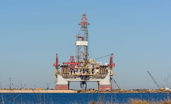 Offshore Oil Rig on Shore near Port Aransas, Texas