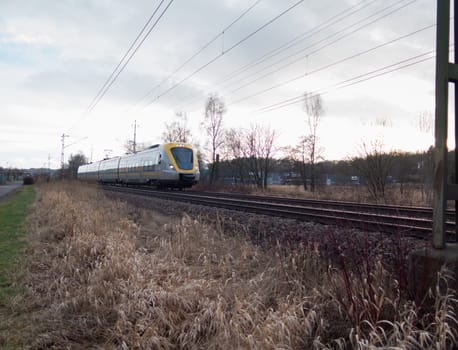 the train on the railroad to Gothenburg very fast
