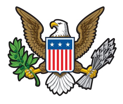 Vector illustration of the American Bold Eagle National Symbol. The design has two layers of shadow to give the illustration more depth. EPS10 with transparencies.