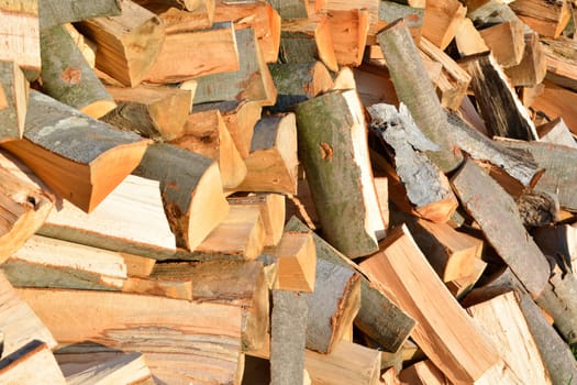 Stacked winter logs for heating