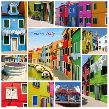 Collage from images of Burano, Venice, Italy