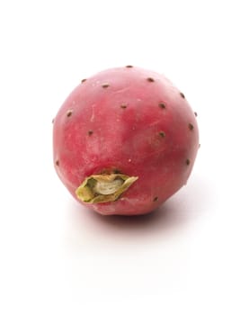 Close up of a sweet prickly pear on a white studio background