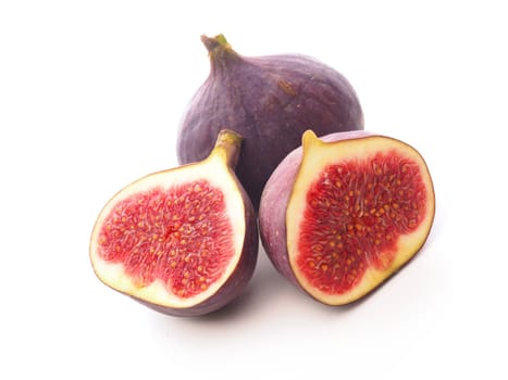 Two fresh figs isolated on a white background