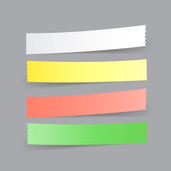 Navigation button. Paper menu option tapes with shadow on the gray background
