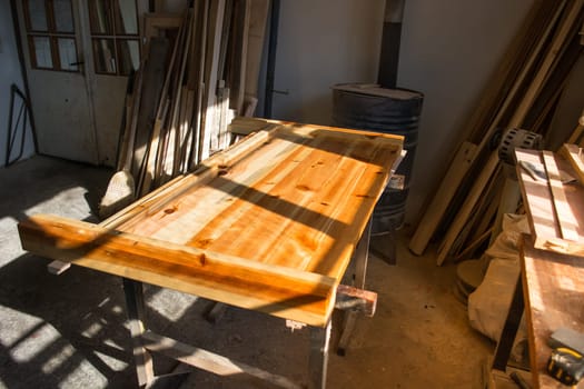 Wodworking ready to be painted in carpenter workshop