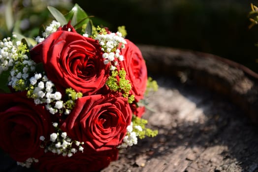 Bridal bouquet of red roses