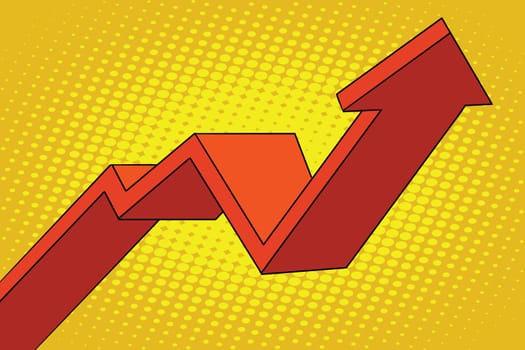 up arrow chart sales, pop art retro vector illustration