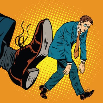 Businessman dismissal pop art retro comic book vector illustration. Sad office worker