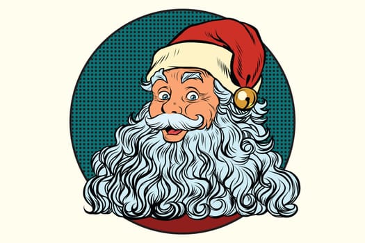 Classic Santa Claus with white beard, pop art retro vector illustration. Holidays New year and Christmas