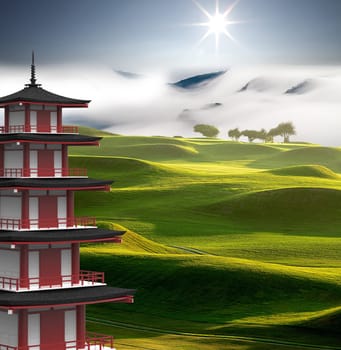 The 3d rendering Mt. Fuji with fall colors in Japan