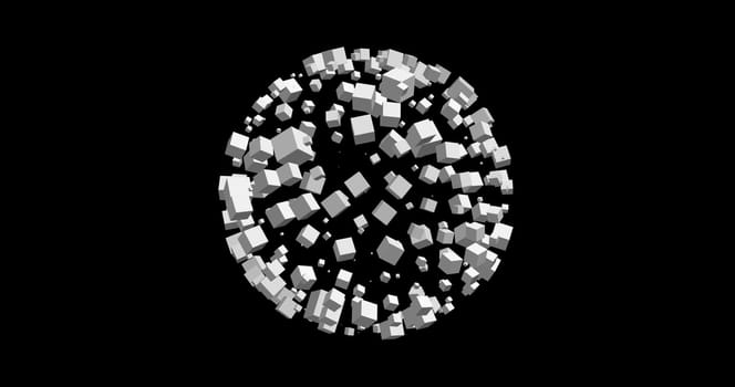(8K)The 3D rendering of white cubes isolated with black background