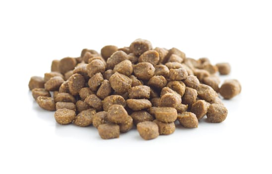 Dried food for animals isolated on white background.
