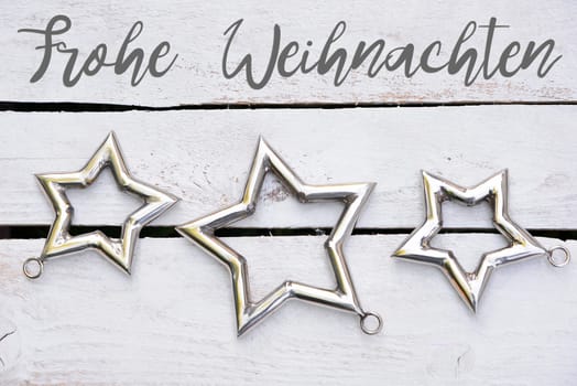 Merry Christmas Christmas Stars Natural Decoration on White Wood Background