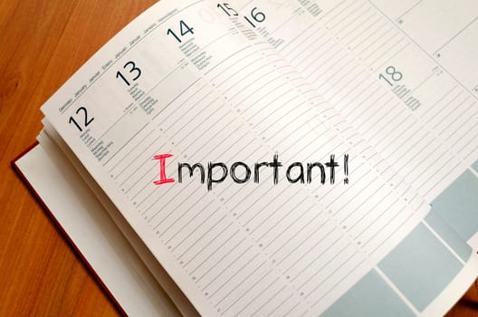 Important text concept write on notebook