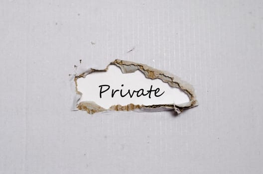 The word private appearing behind torn paper