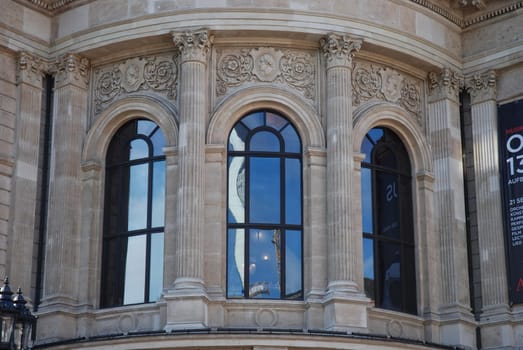 Windows and exterior façade in detail from the Opera House in Frankfurt am Main in Germany