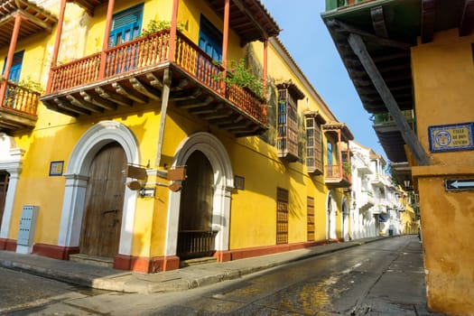 View of stunning colonial architecture in the historic center of Cartagena, Colombia