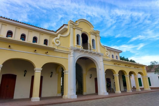 View of the renovated historic market in Mompox, Colombia