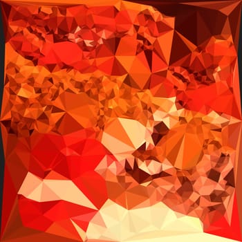 Low polygon style illustration of a tomato red abstract geometric background.