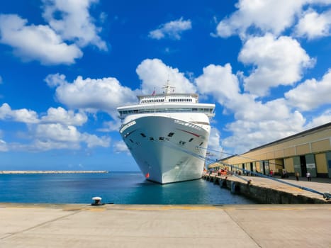 Barbados, Barbados - May 11, 2016: The Carnival Cruise Ship Fascination at dock. She is one of 8 sister ships and received a million dollar refurbishment in 2006