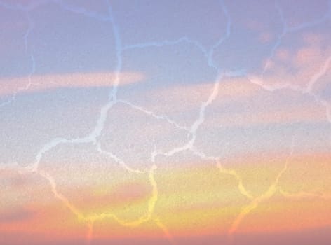 colorful sunset sky abstract background with drought land texture effect