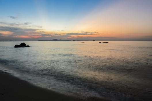 Beach sunset skyline afterglow