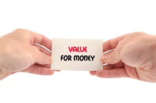 Value for money text concept isolated over white background