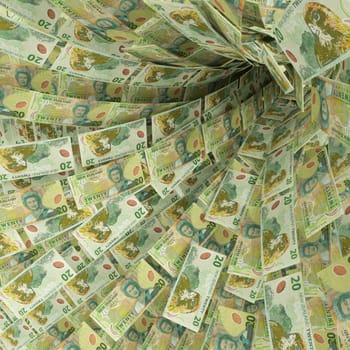 Money vortex of 20 New Zealand dollar bills