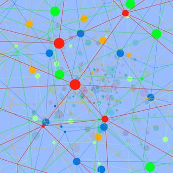 Blue Technology Background with Particle, Molecule Structure. Genetic and Chemical Compounds. Communication Concept. Space and Constellations.