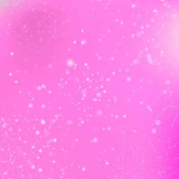 Pink Technology Background with Particle, Molecule Structure. Genetic and Chemical Compounds. Communication Concept. Space and Constellations.