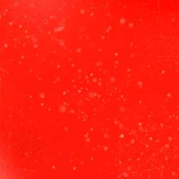 Red Technology Background with Particle, Molecule Structure. Genetic and Chemical Compounds. Communication Concept. Space and Constellations.