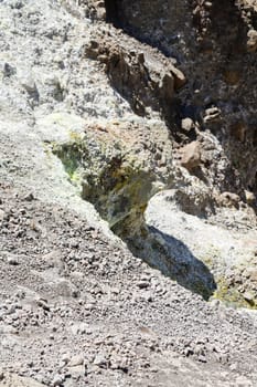The volcanic island Nea Kameni in Santorini, Greece