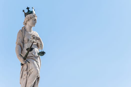 Statue of Justice, on the background of the sky