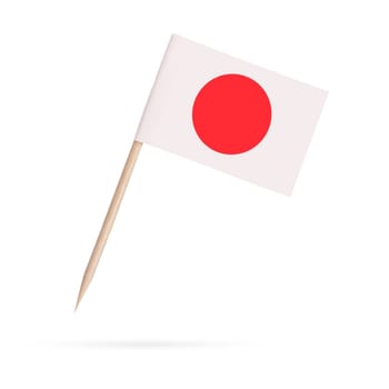 small  paper flag Japan. Isolated Japanese mini flag pointer on white background. With shadow below