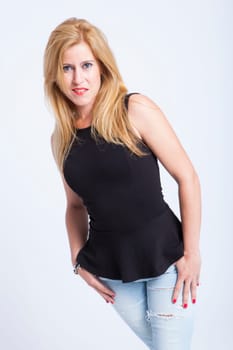 real girl in natural poses during a shooting