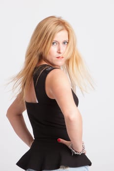 real girl in natural poses during a shooting